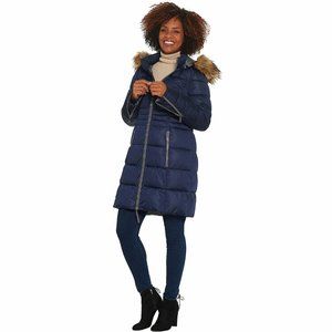 Nuage Stretch Puffer Coat w/ Removable Hood & Faux Fur Jacket- Small